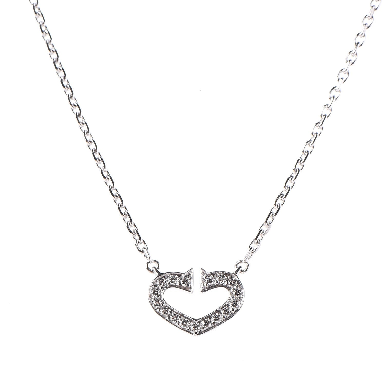 Cartier 18K White Gold Diamond Small Hearts and Symbols Pendant Necklace 4 of 8