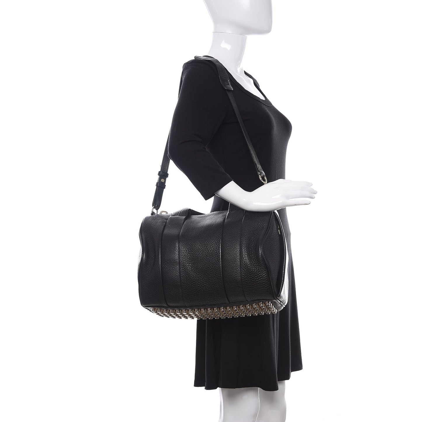 Pebbled Lambskin Rocco Black Pale Gold Hardware