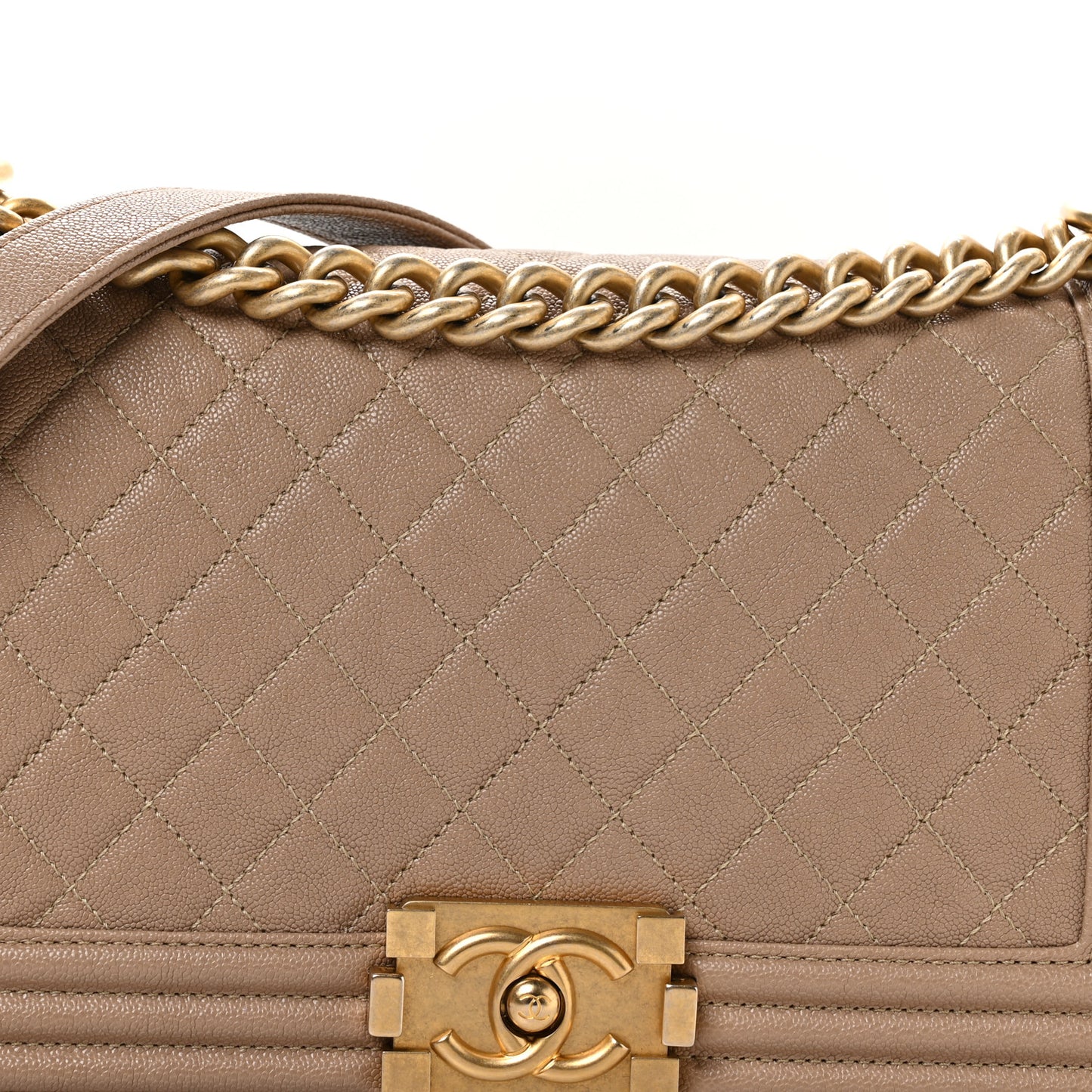 Caviar Quilted Medium Boy Flap Dark Beige