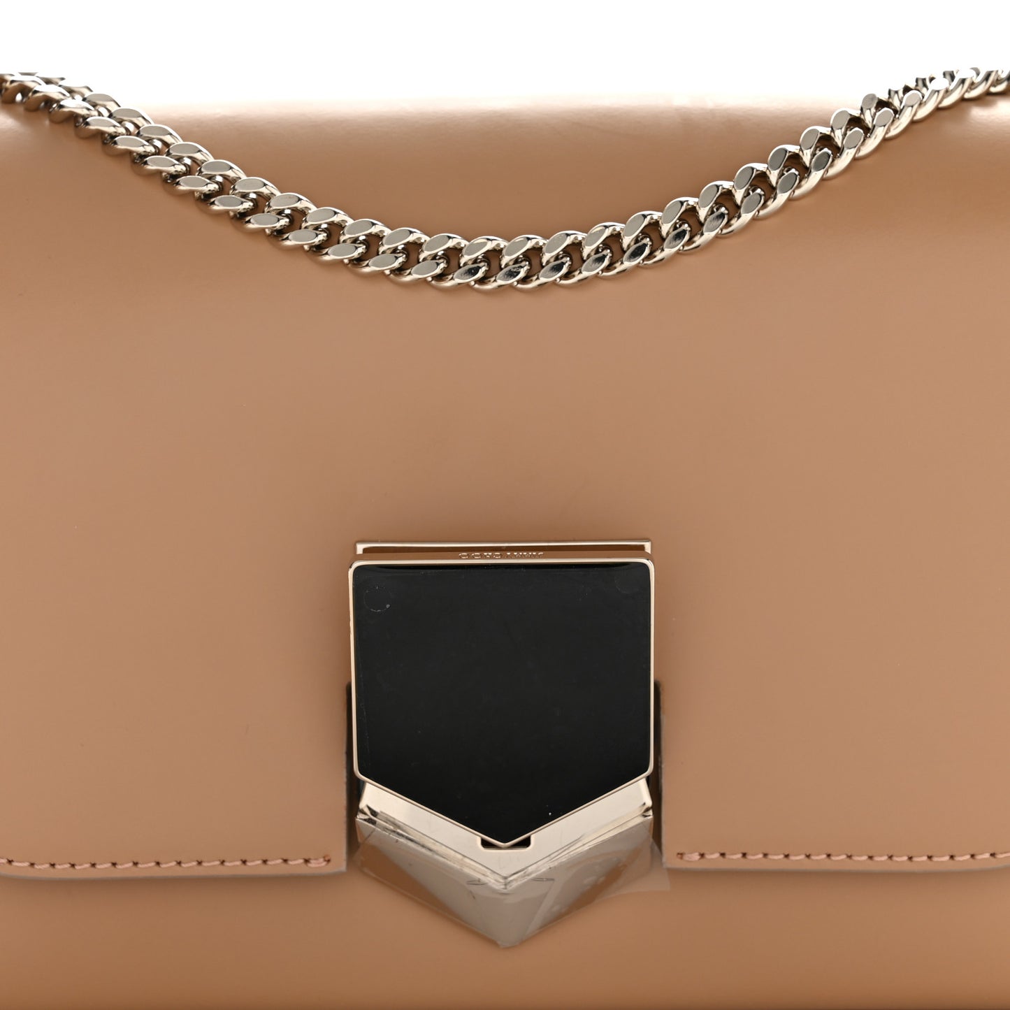 Chrome Spazzolato Lockett Petite Shoulder Bag Nude