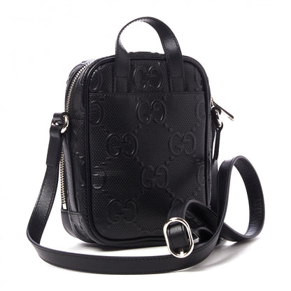Gucci Calfskin GG Tennis Embossed Mini Double Zip Messenger Bag Black 2 of 8