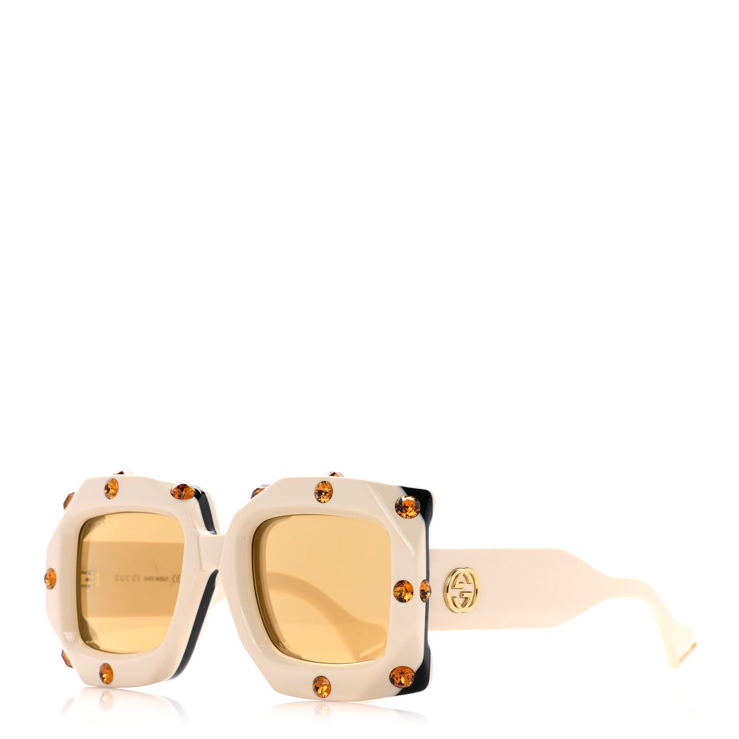 Acetate Crystal Oversize Sunglasses GG0481S White