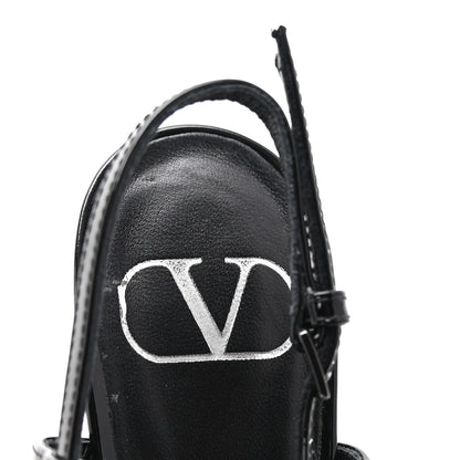 Valentino Garavani Sequin Fringed Vlogo Slingback Pumps 37 Black 8 of 10