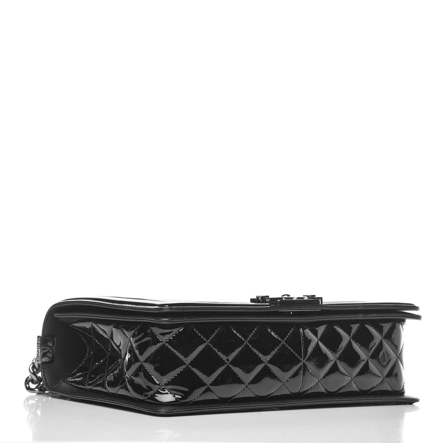 Patent Chevron Quilted New Medium Boy Flap Black