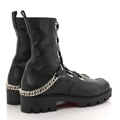 Christian Louboutin Calfskin Chain Link Combat Boots 41 Black 4 of 8