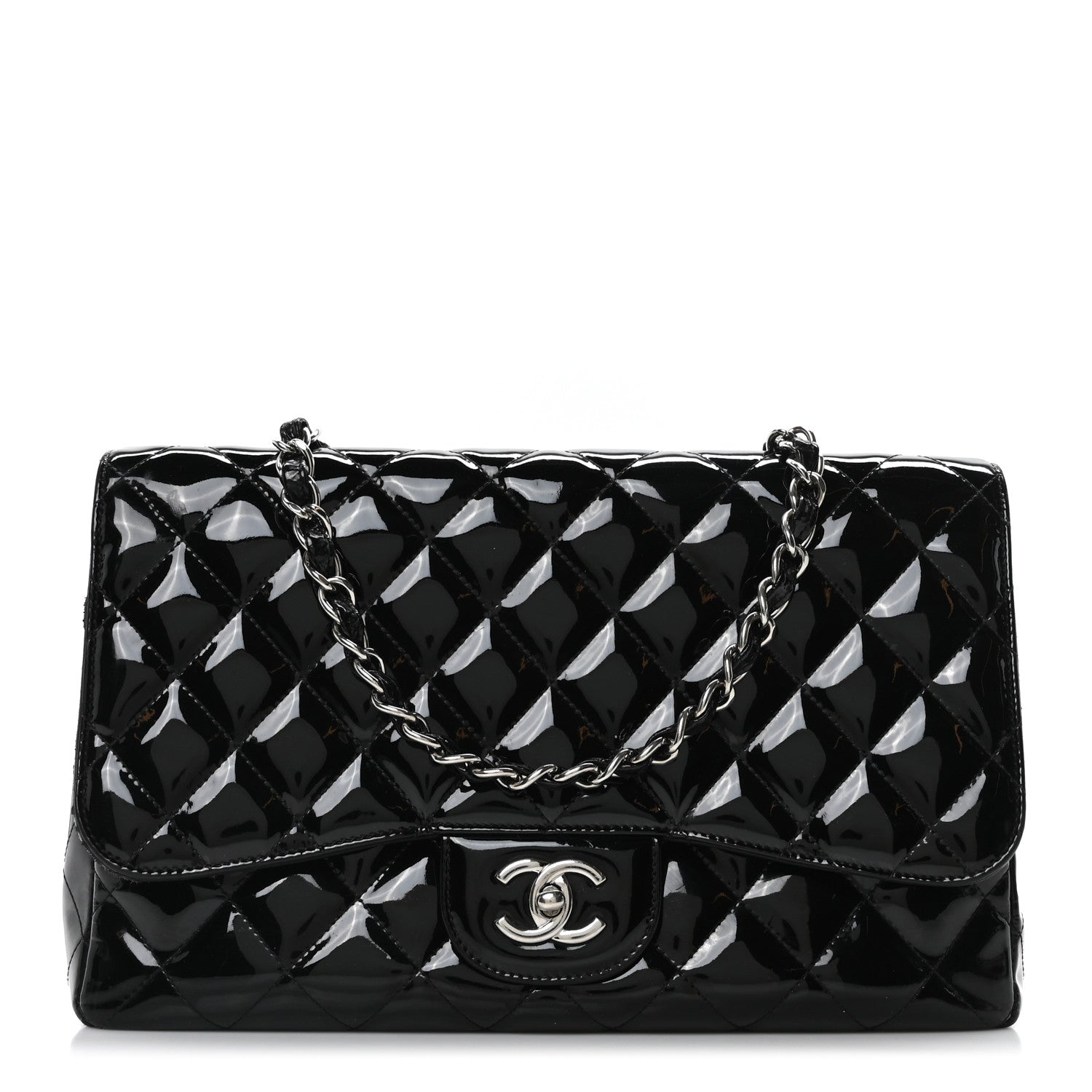Chanel Patent Quilted Jumbo Single Flap Black 1 of 8