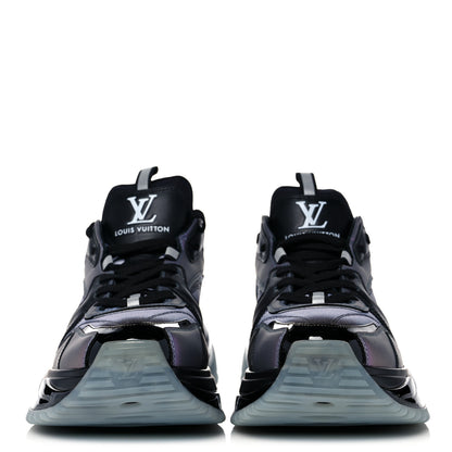 Louis Vuitton Iridescent Calfskin Mens Run Away Pulse Sneakers 5.5 Black Purple 2 of 11