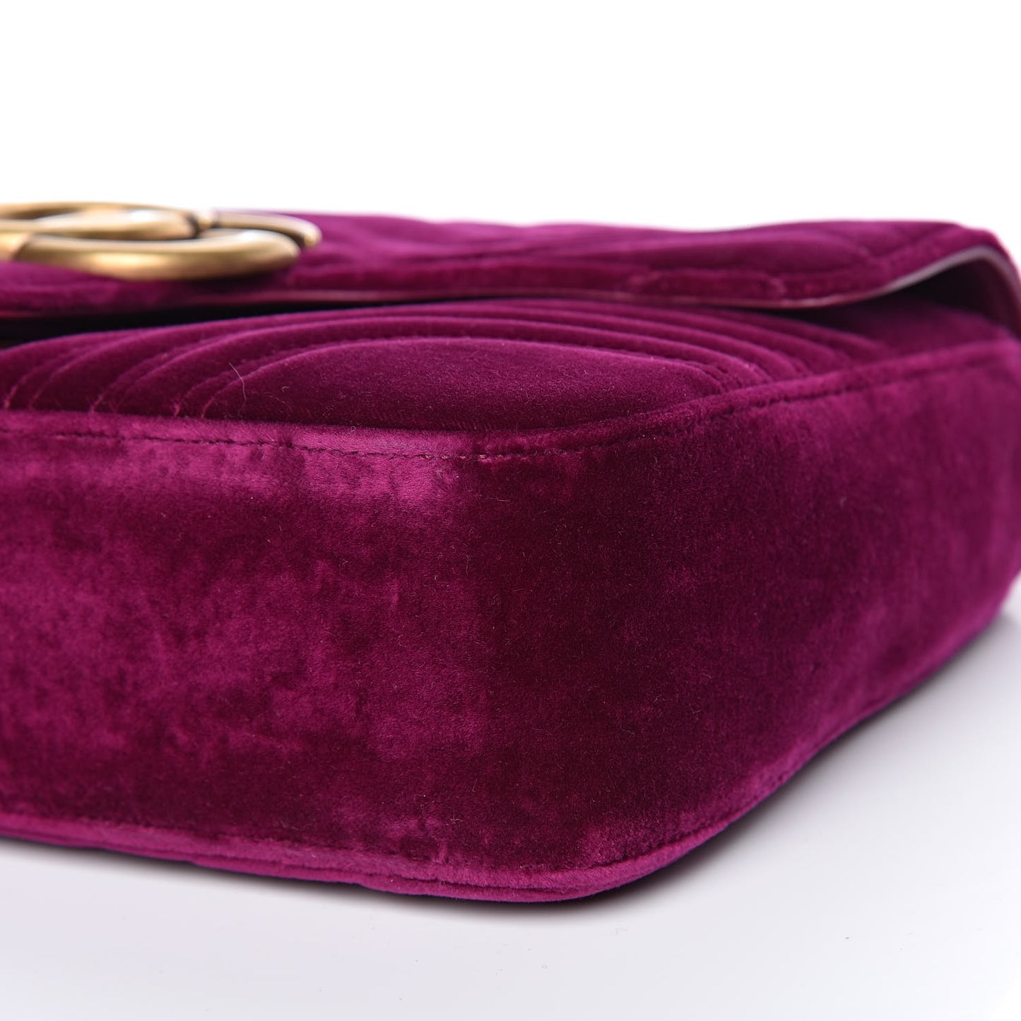 Velvet Matelasse Medium GG Marmont Shoulder Bag Fuchsia Violet Cyclamen