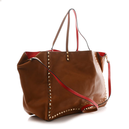 Valentino Garavani Pebbled Calfskin Medium Rockstud Reversible Tote Light Cuir Rosso Valentino 4 of 15