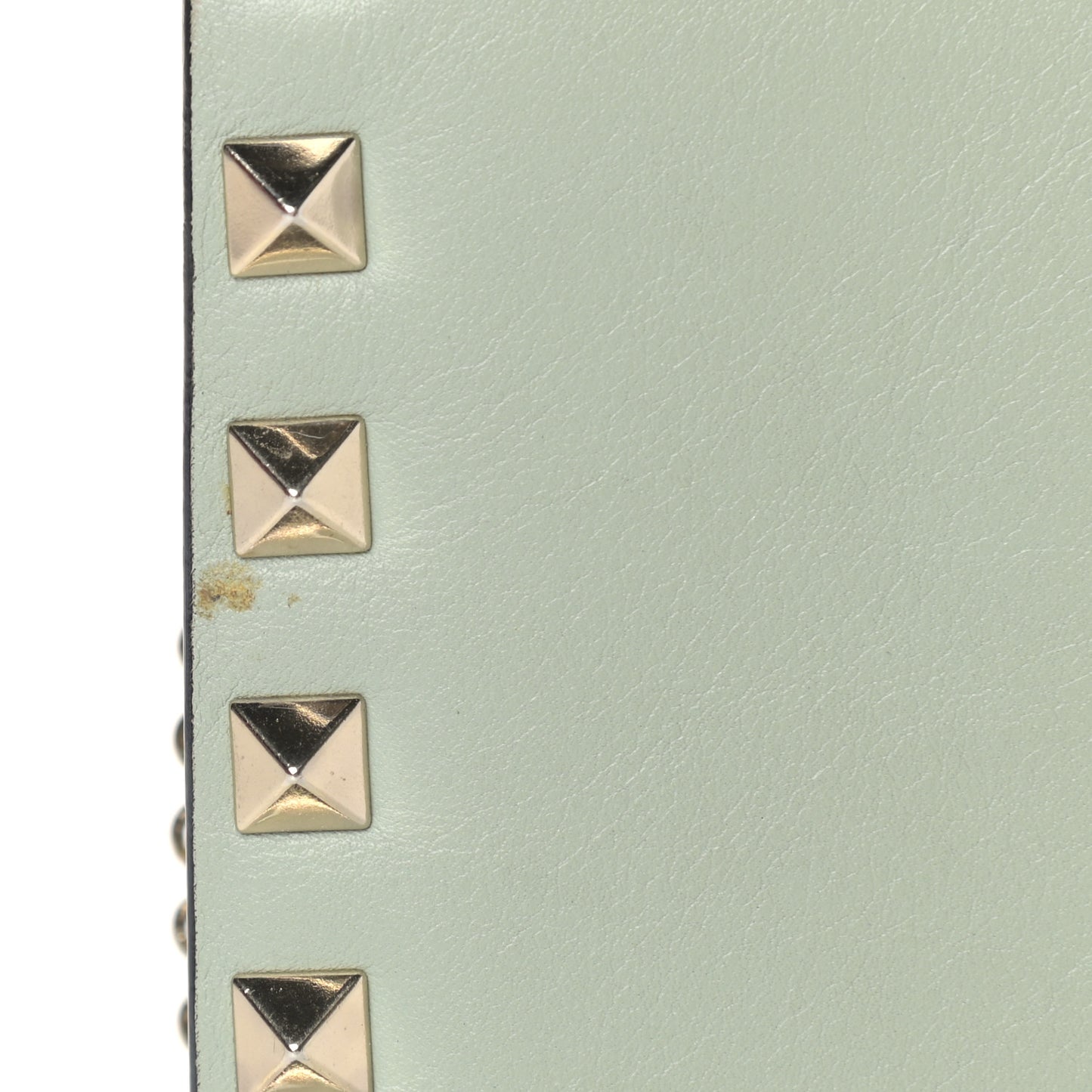 Calfskin Rockstud Wallet on Chain Water Green