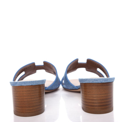 Hermes Denim Oasis Sandals 37 Bleu Clair 7 of 11