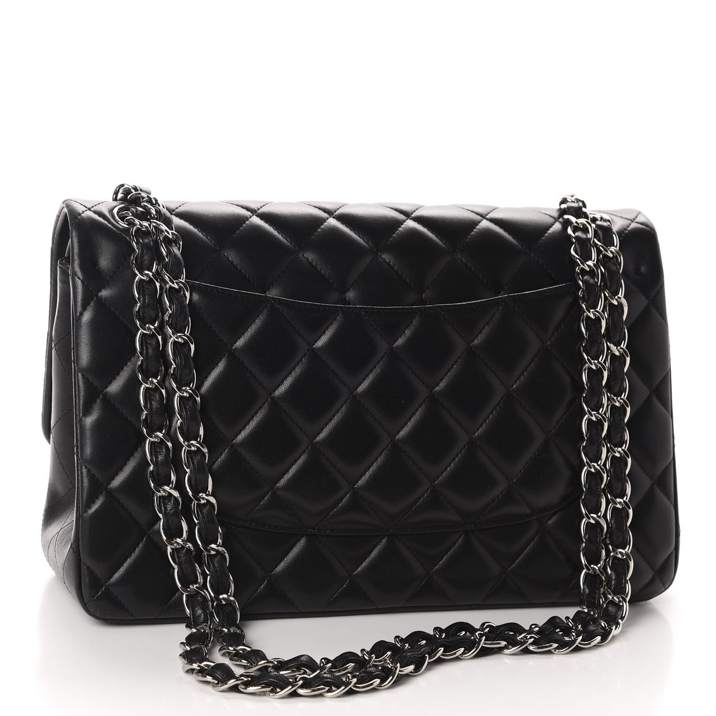 Lambskin Quilted Jumbo Double Flap Black