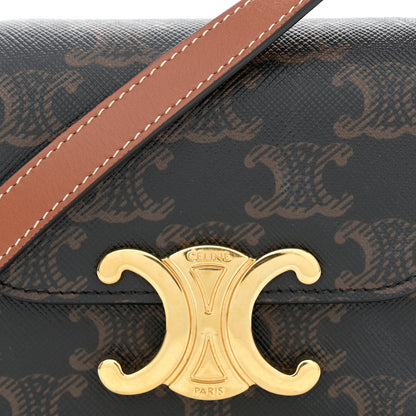 Celine Triomphe Canvas Calfskin Mini Triomphe Tan 9 of 13