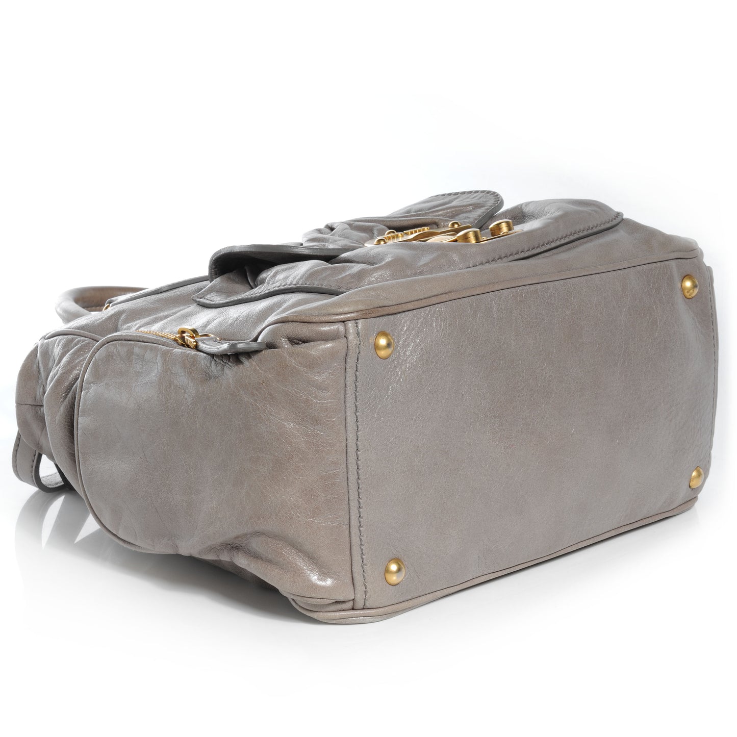Vitello Lux Leather Large Bag Gray
