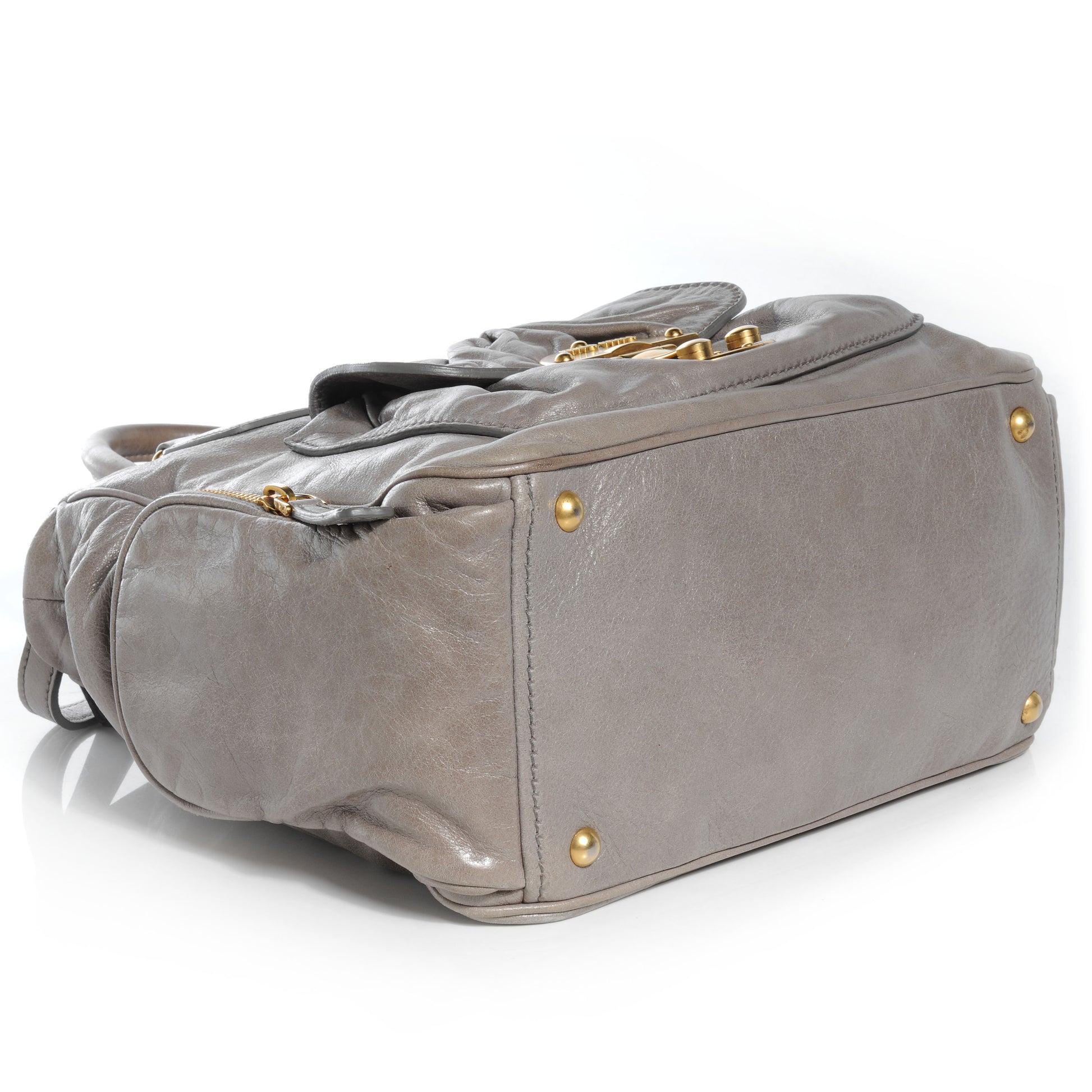 Miu Miu Vitello Lux Leather Large Bag Gray 4 of 9
