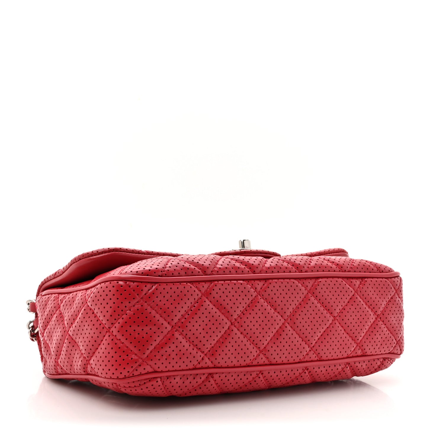 Lambskin Perforated Medium Double Flap Dark Pink