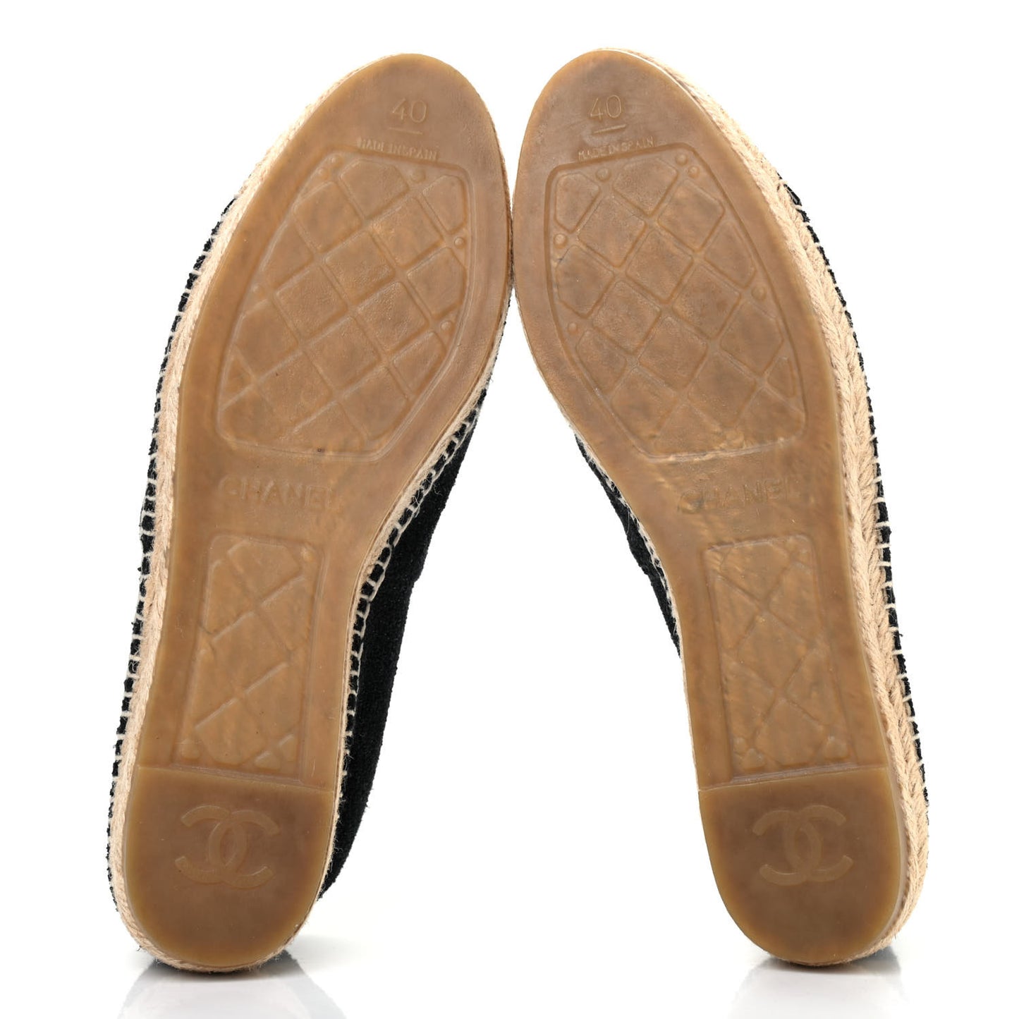 Fabric Patent Calfskin CC Espadrilles 40 Black