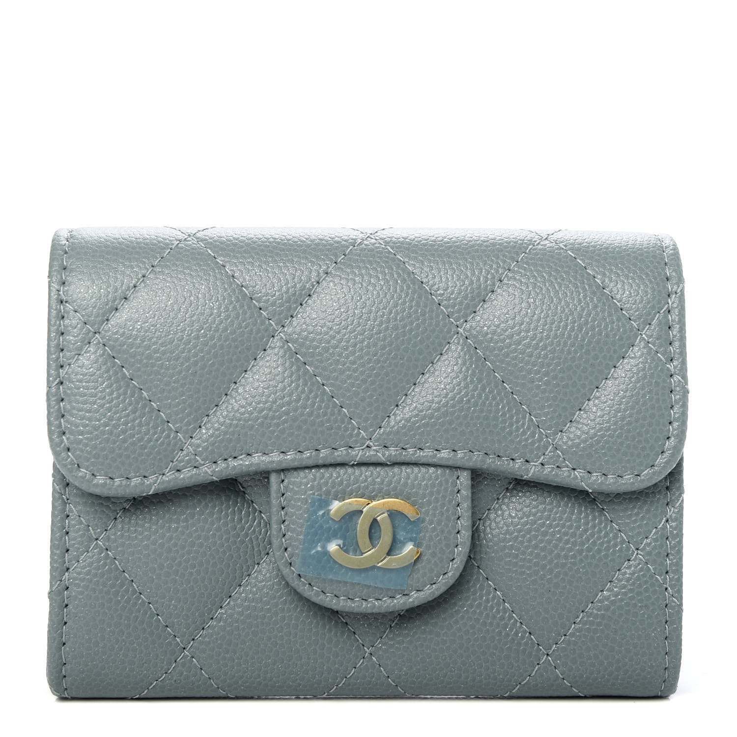 Chanel Iridescent Caviar Quilted Flap Card Holder Wallet Light Blue 1 of 8