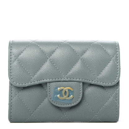 Chanel Iridescent Caviar Quilted Flap Card Holder Wallet Light Blue 1 of 8
