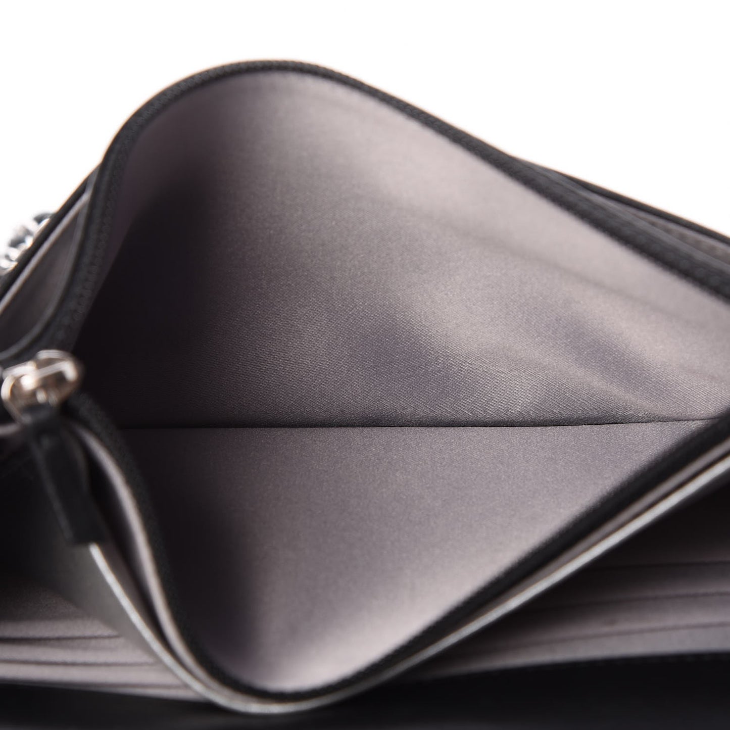 Lambskin Camellia Embossed Wallet On Chain WOC Black