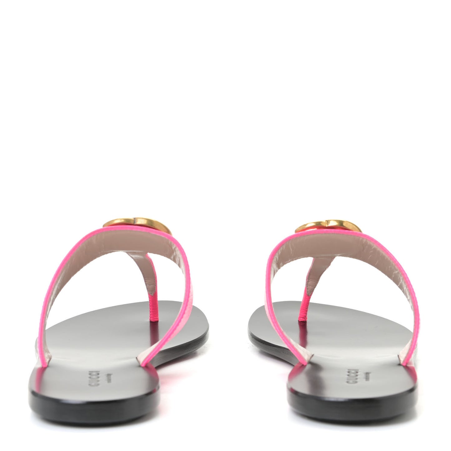Calfskin GG Marmont Thong Sandals 35.5 Fuxia Fluo