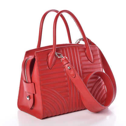 Prada Soft Calfskin Impunture Diagramme Esplanade Rosso 4 of 9