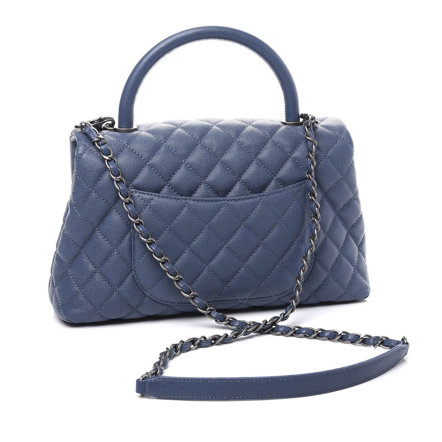 Caviar Quilted Small Coco Handle Flap Blue