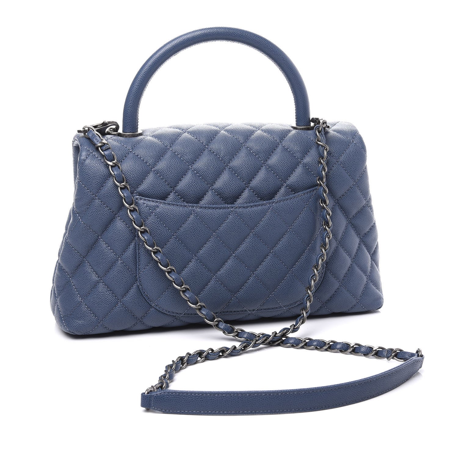 Chanel Caviar Quilted Small Coco Handle Flap Blue 2 of 9