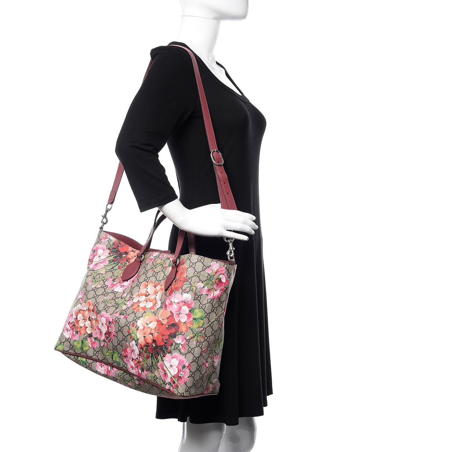 Soft GG Supreme Monogram Blooms Medium Crossbody Tote Beige Multicolor Dry Rose