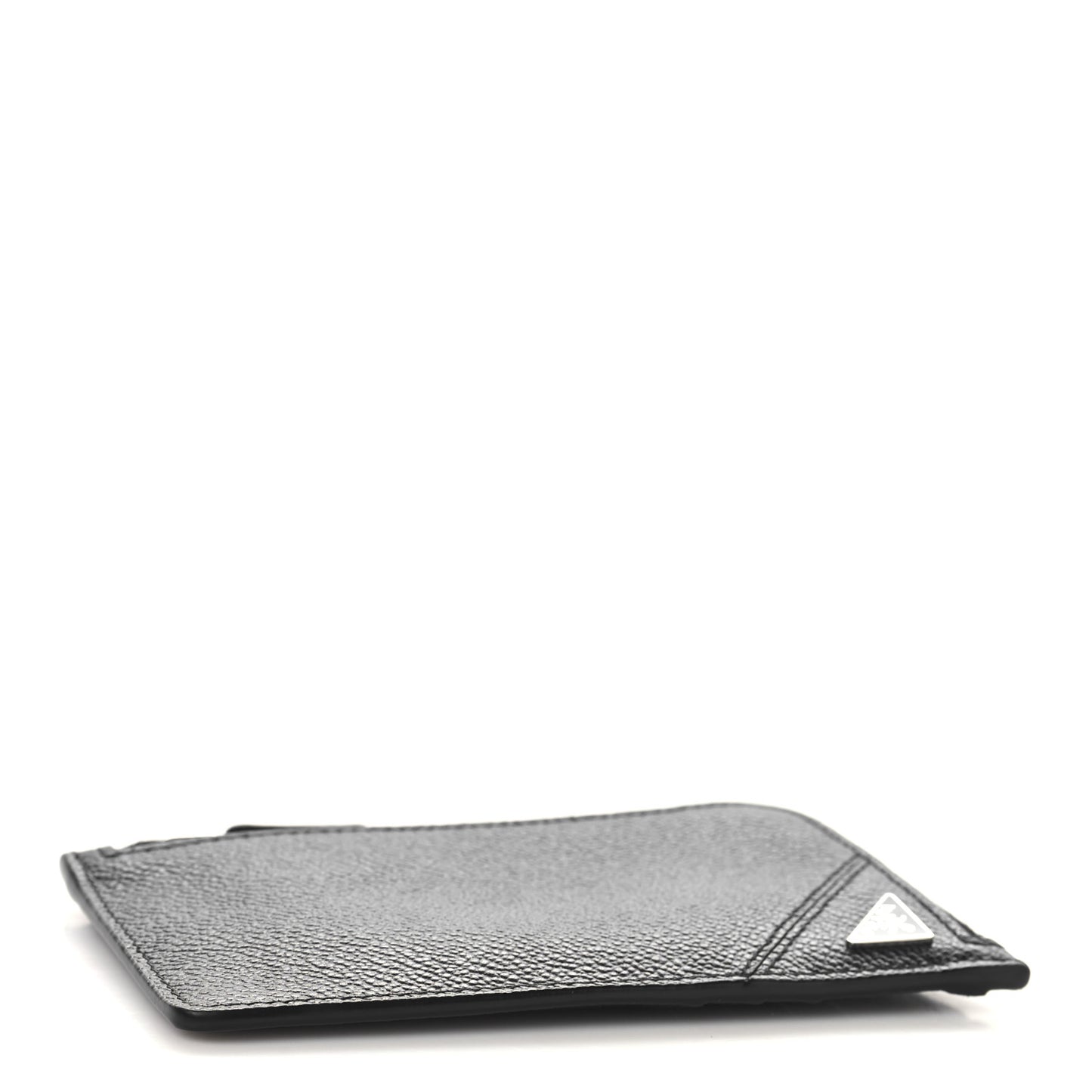 Vitello Micrograin Triangle Zip Card Holder Black