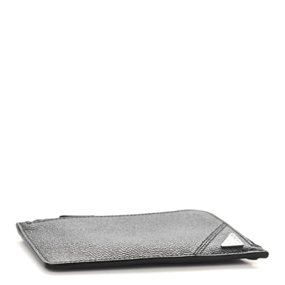 Prada Vitello Micrograin Triangle Zip Card Holder Black 4 of 7