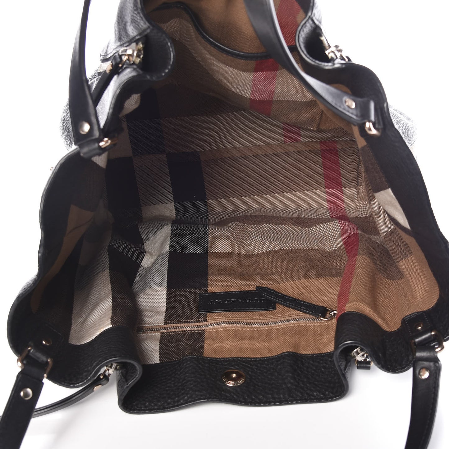 Grainy Calfskin House Check Medium Maidstone Black