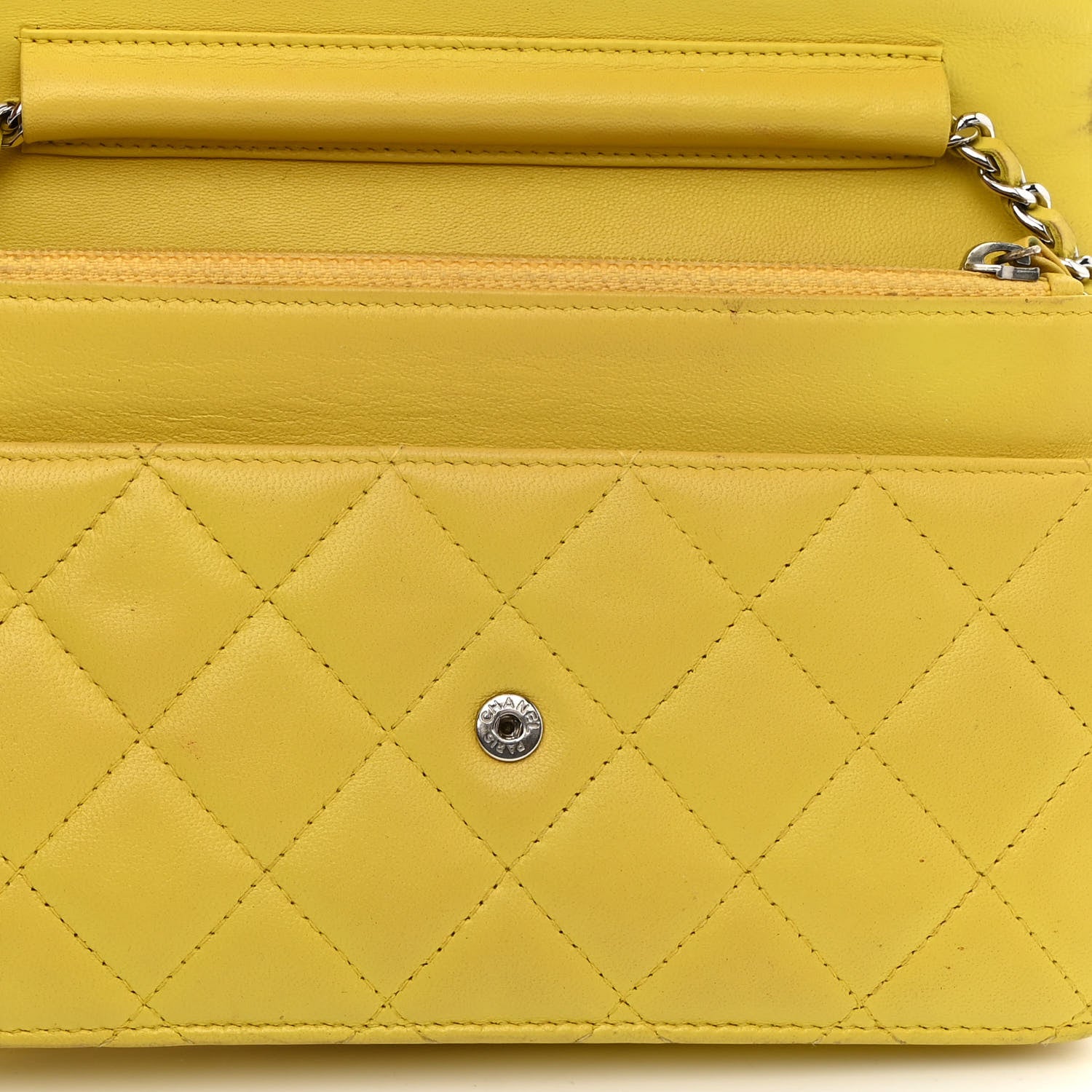 Chanel Lambskin Quilted Wallet on Chain WOC Yellow 16 of 16