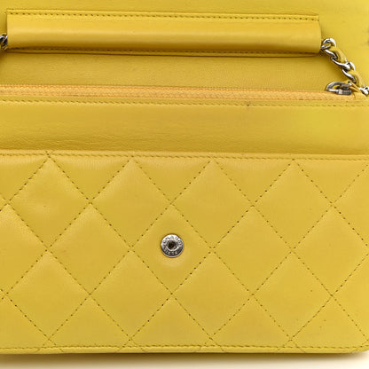 Chanel Lambskin Quilted Wallet on Chain WOC Yellow 16 of 16