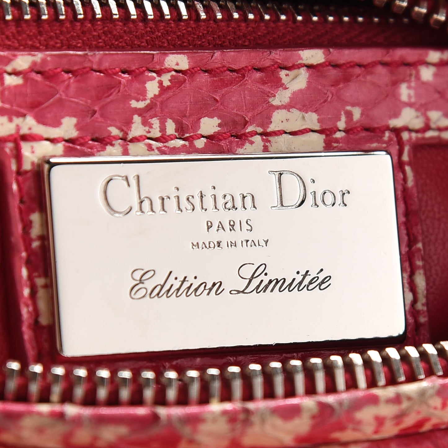 Snakeskin Medium Lady Dior Pink White
