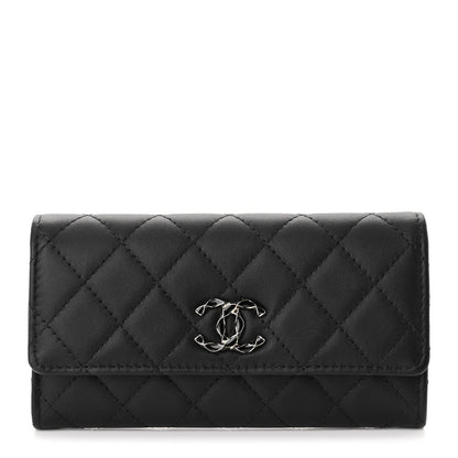 Chanel Lambskin Quilted Enamel CC Flap Wallet Black 1 of 11