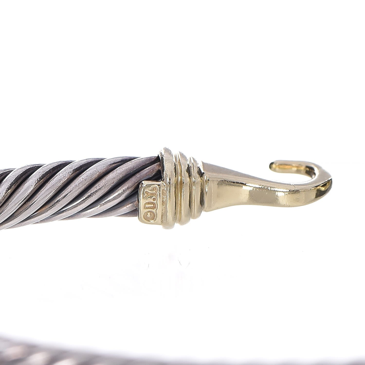 David Yurman Sterling Silver 14K Yellow Gold 5mm Cable Classic Buckle Bracelet 6 of 6