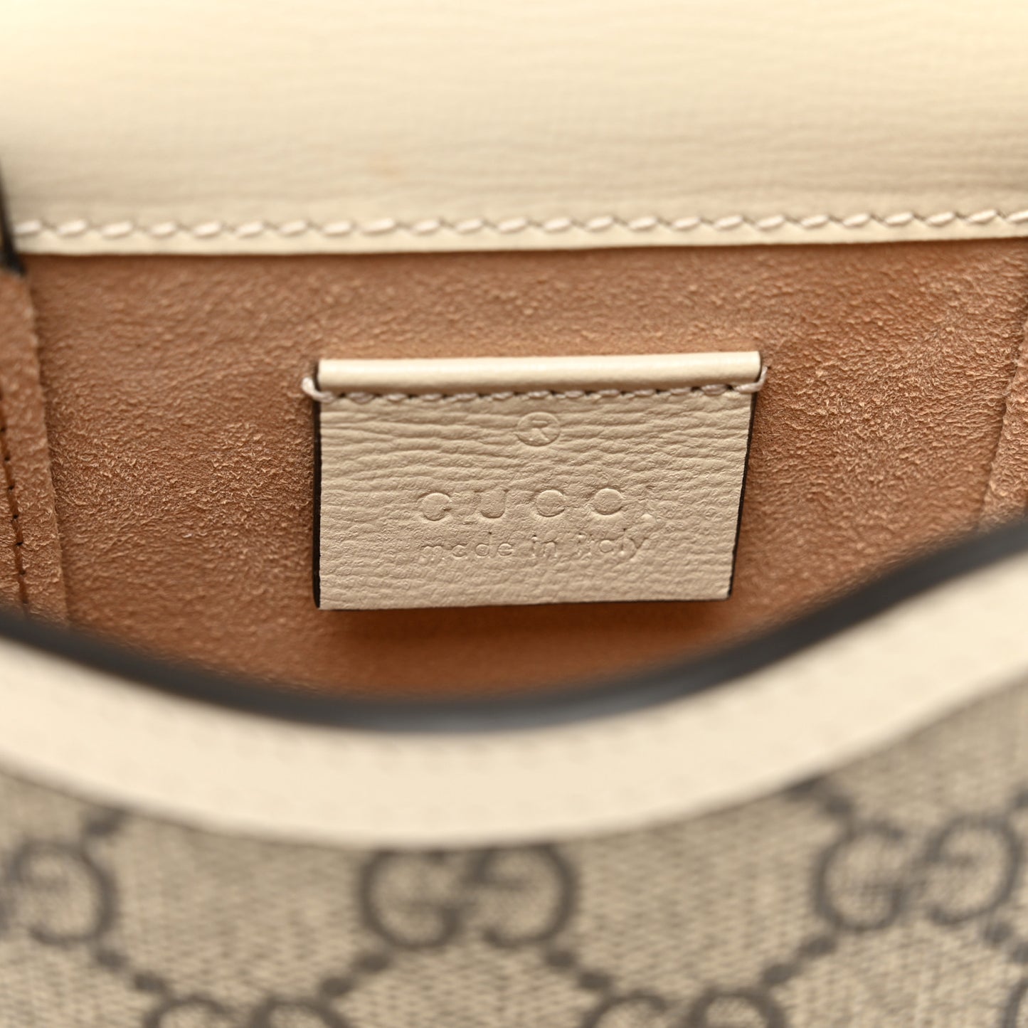 GG Supreme Monogram Azalea Calfskin Mini Horsebit 1955 Crossbody Bag Beige Ebony Mystic White