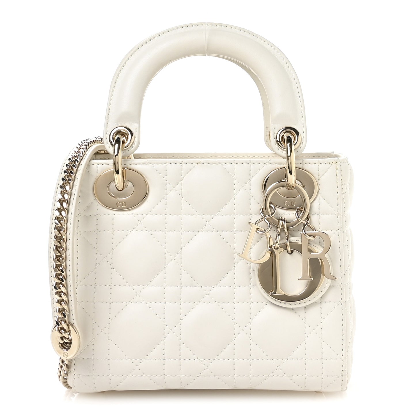 Lambskin Cannage Mini Lady Dior White