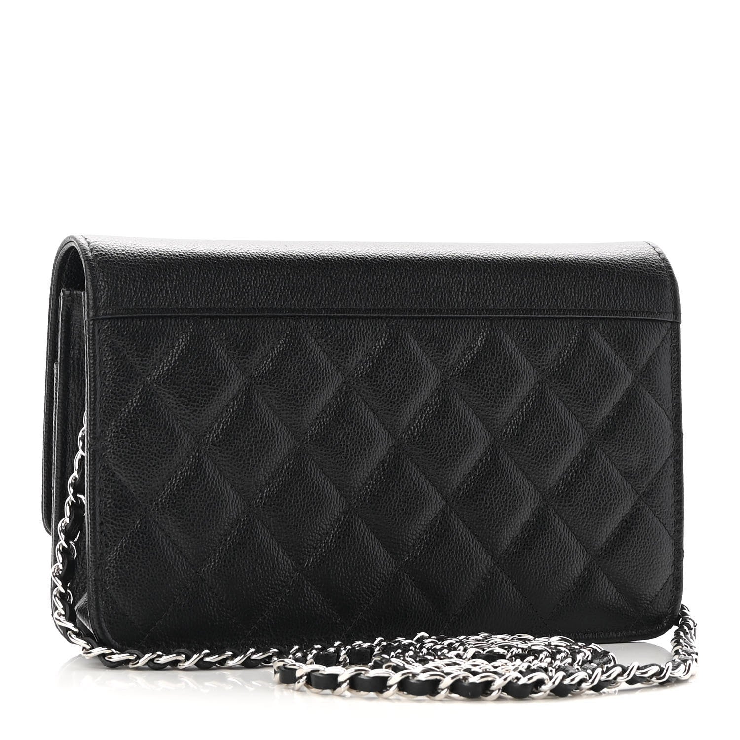 Chanel Grained Calfskin Quilted CC Box Wallet On Chain WOC Black 3 of 11