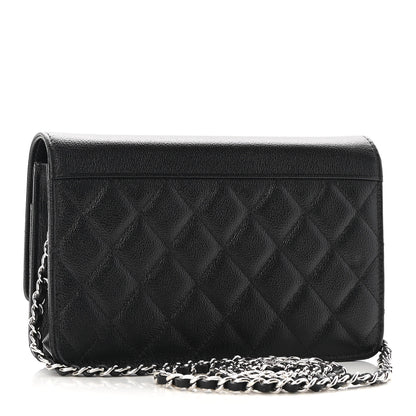 Chanel Grained Calfskin Quilted CC Box Wallet On Chain WOC Black 3 of 11