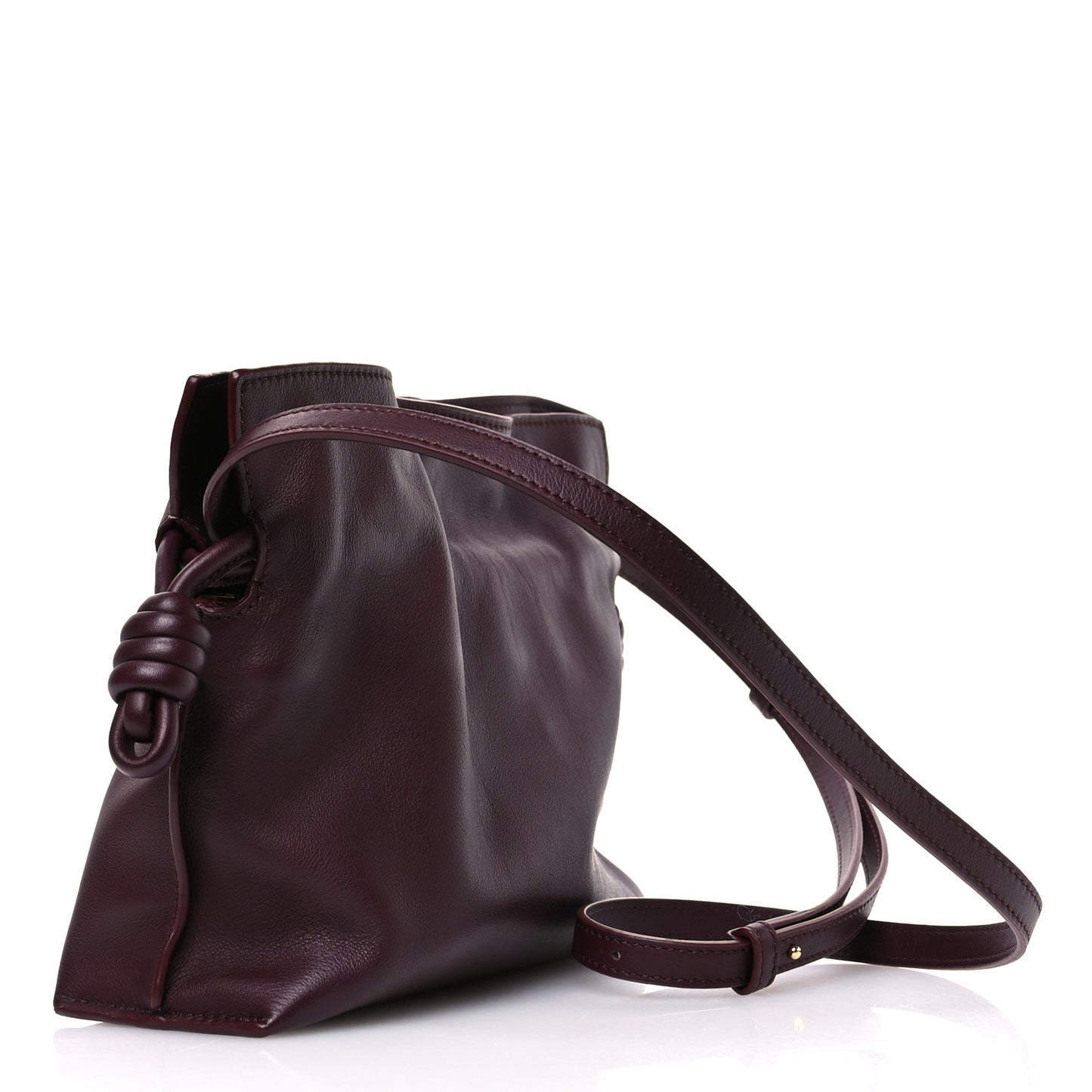 Calfskin Mini Flamenco Knot Clutch Dark Burgundy