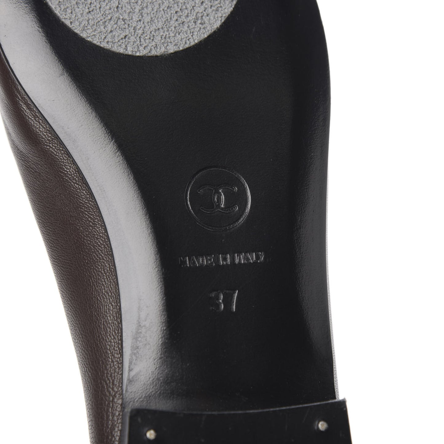 Lambskin Cap Toe Ballerina Flats 37 Black Brown