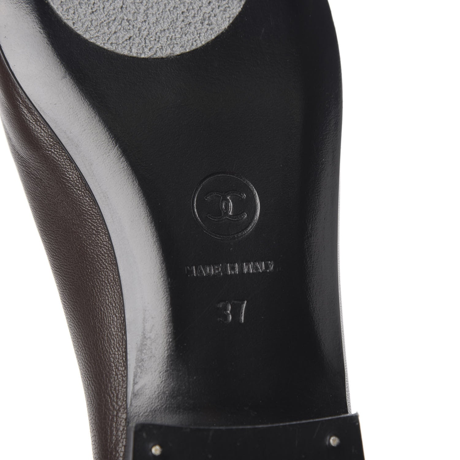 Chanel Lambskin Cap Toe Ballerina Flats 37 Black Brown 7 of 8