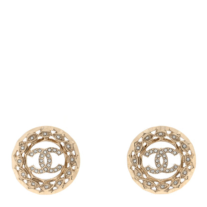 Chanel Crystal CC Round Earrings Gold 1 of 4