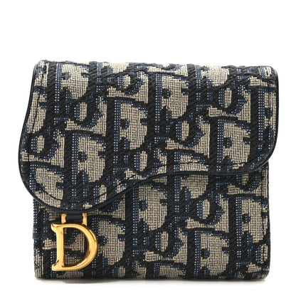 Christian Dior Oblique Saddle Lotus Wallet Blue 1 of 9