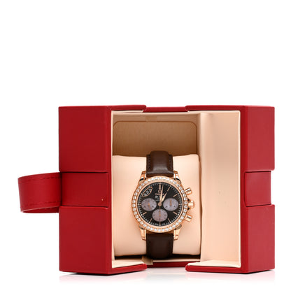 Omega 18K Rose Gold Alligator Diamond Mother of Pearl 35mm De Ville Co-Axial Chronograph Automatic Watch Brown 4677.60.37 5 of 5