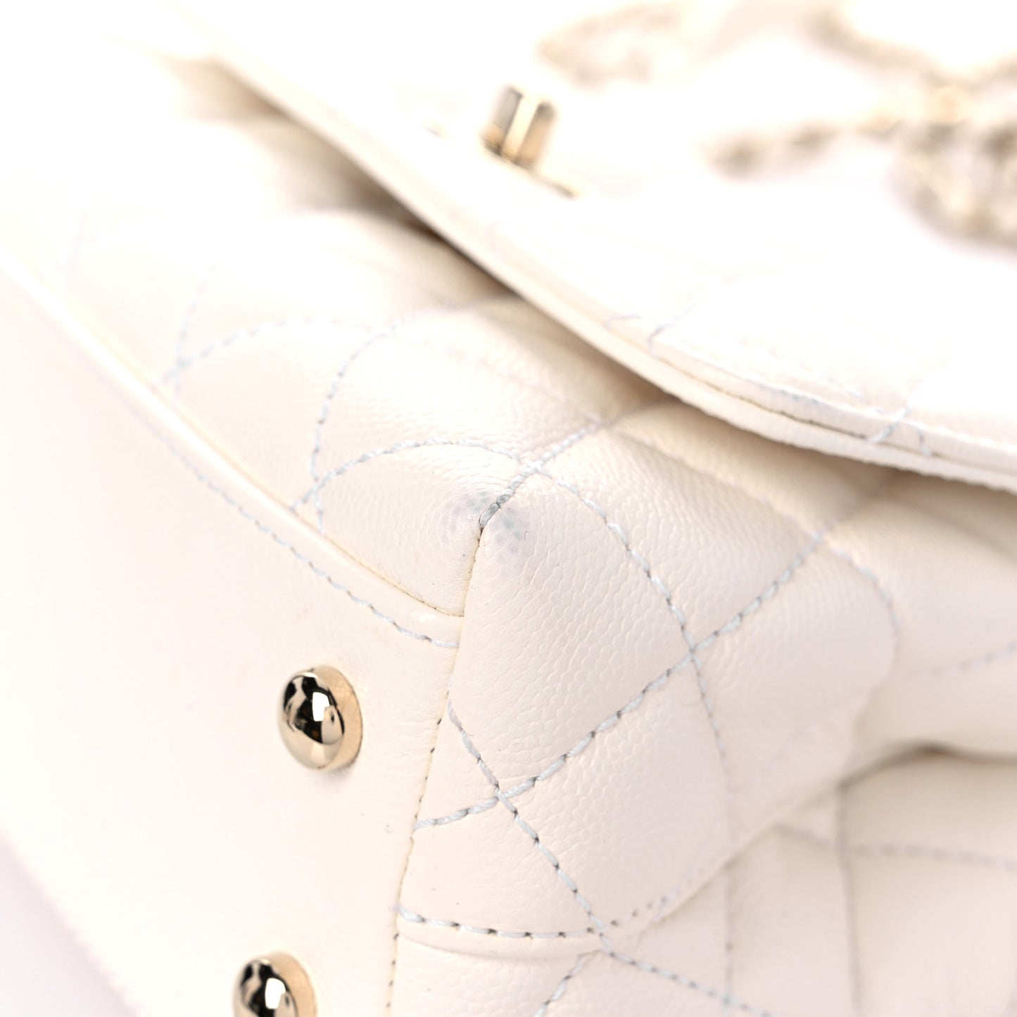 Caviar Quilted Extra Mini Coco Handle Flap White