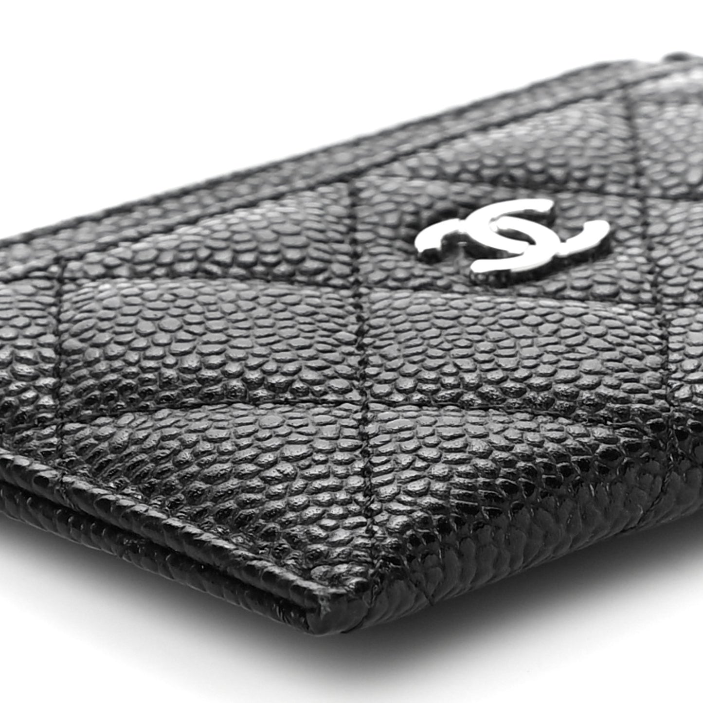 Caviar Quilted Card Holder Black