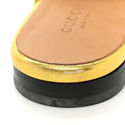 Gucci Metallic Nappa Womens Princetown Slippers 39.5 Gold 10 of 11